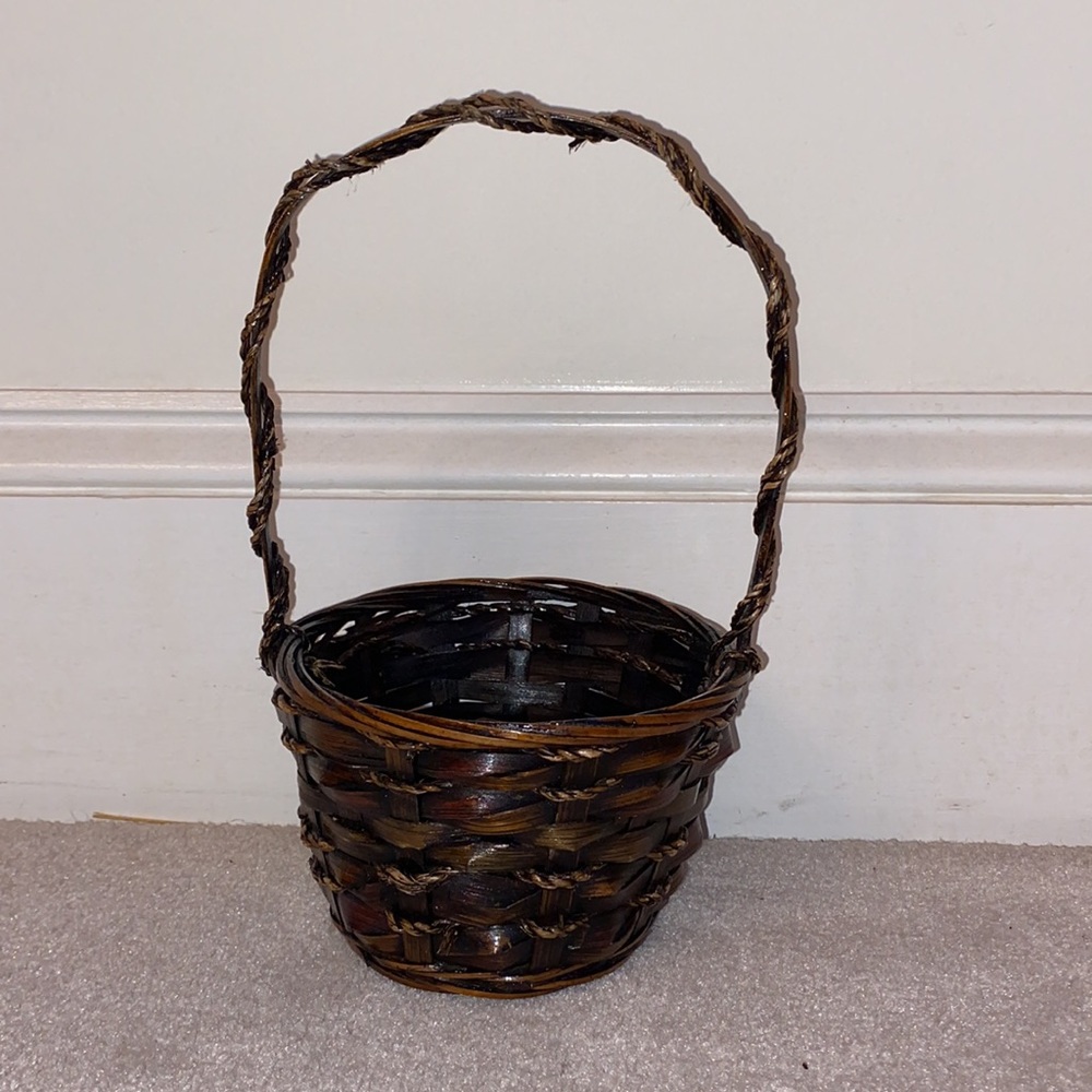 Small Brown Woven Wooden Basket